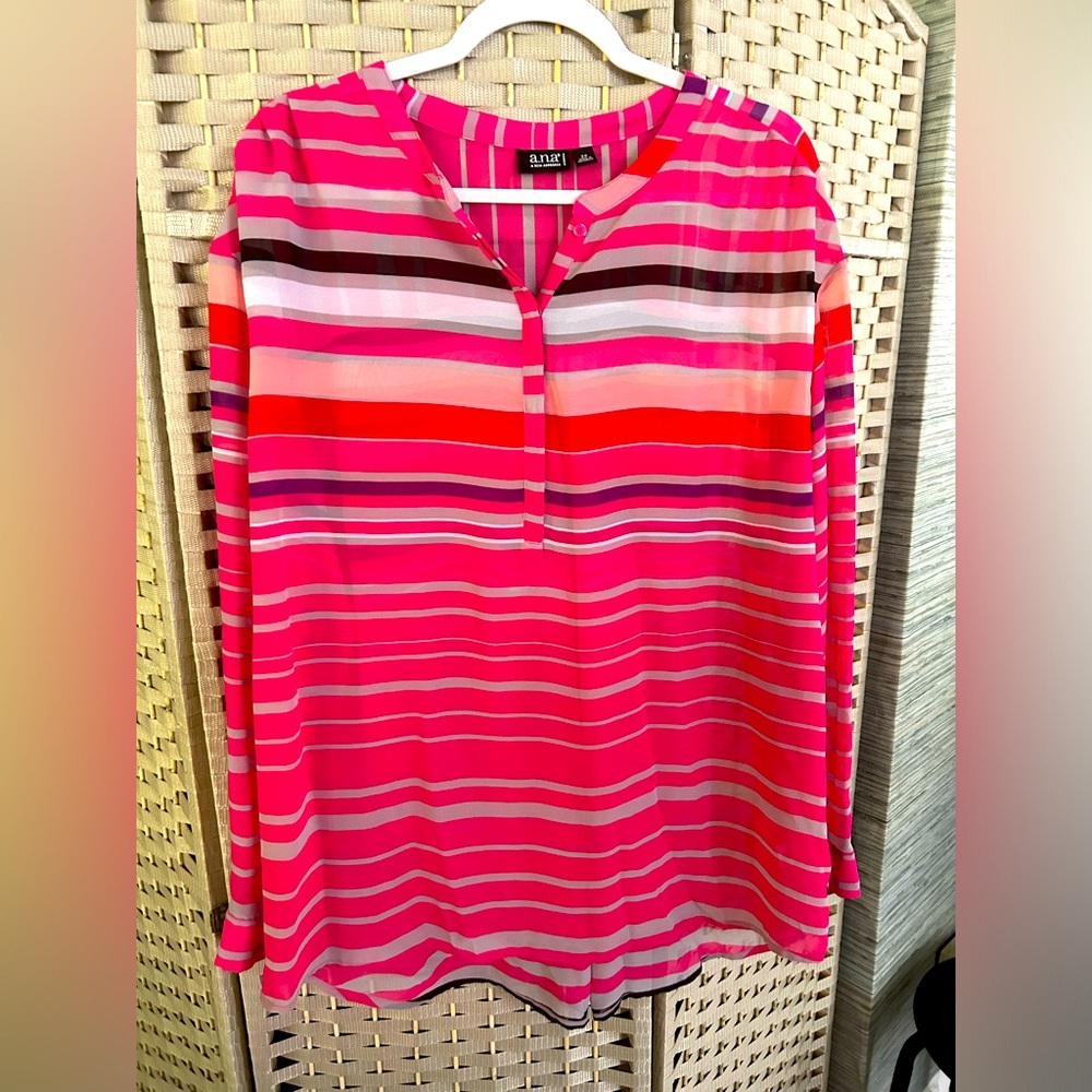 Striped Sheer Ladies Top 2X